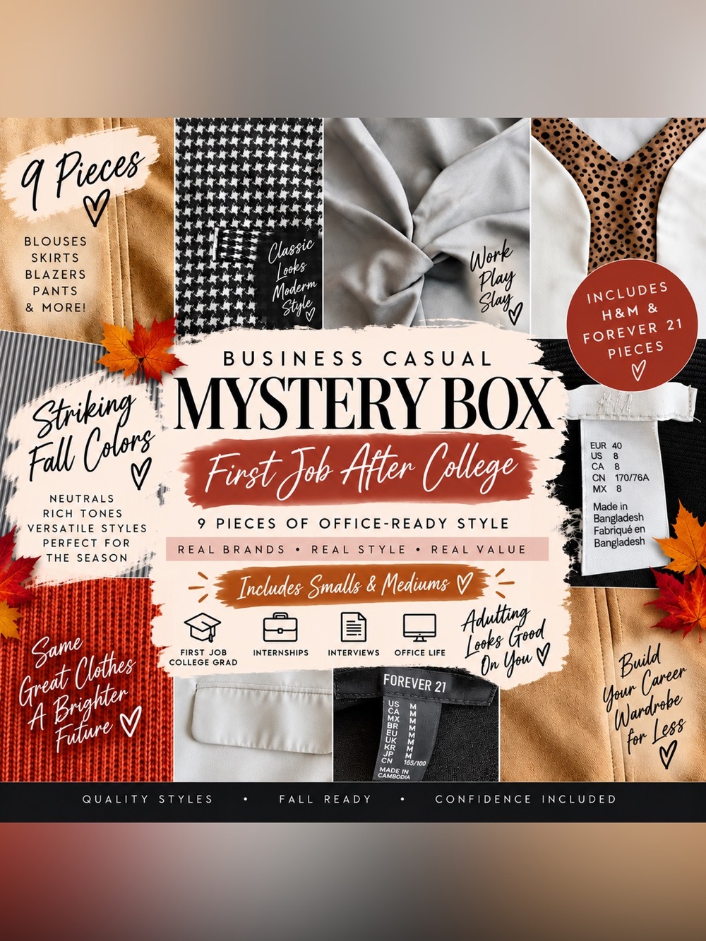 🍂 Fall 8-Piece Business Casual Mystery Box | Women’s/Juniors S/M | First Job Aft